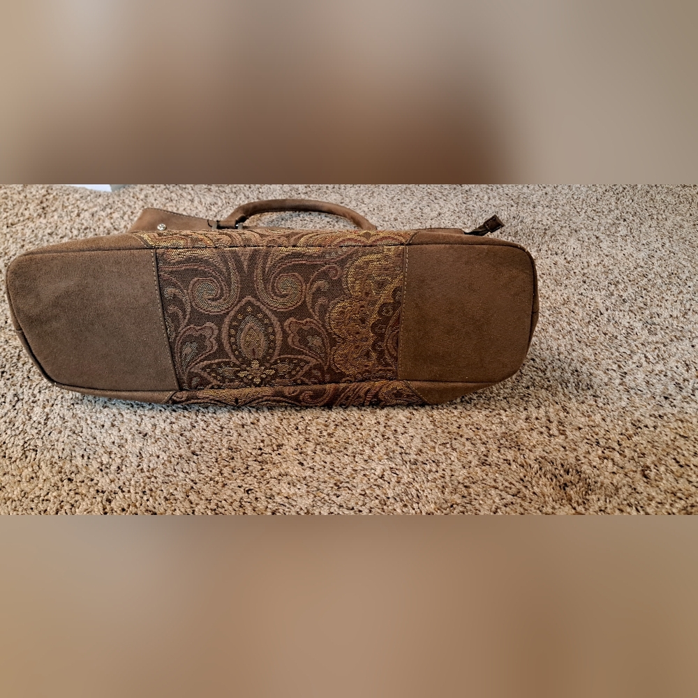 Reba McEntire Tapestry Faux Suede Small Duffle Bag Carry On Weekender Paisley16 - Picture 4 of 14